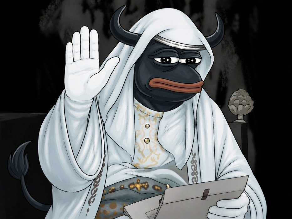 Bull dressed as a wise oracle in white robes