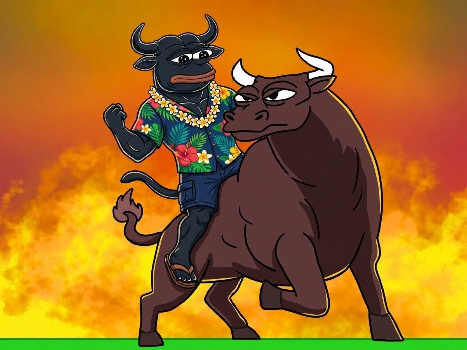 Bull riding a raging bull through fire